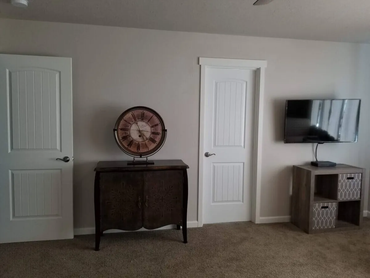 Primary bedroom television wall